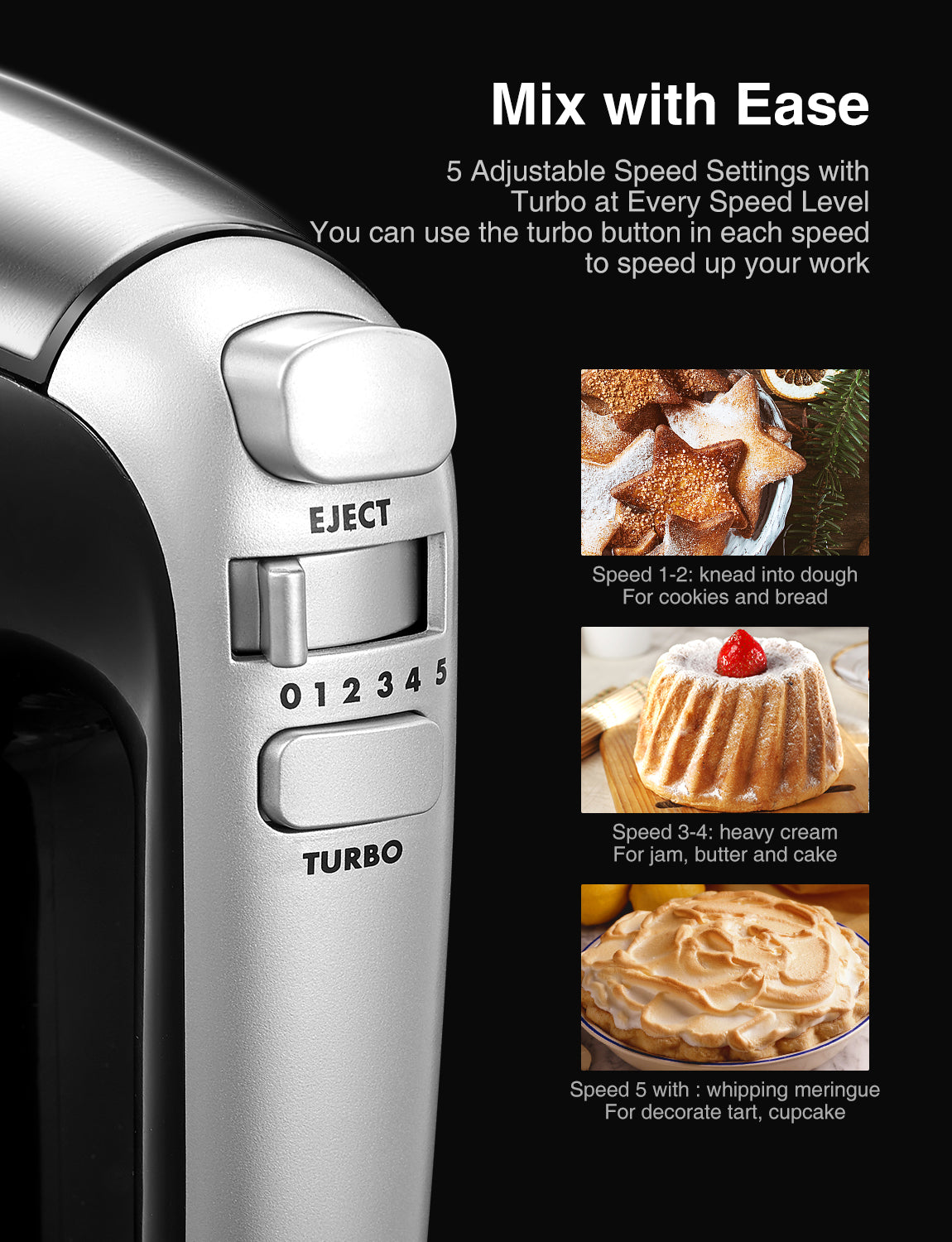 Aicook Mixer cu bol 3,5 l 5 viteze + turbo teluri