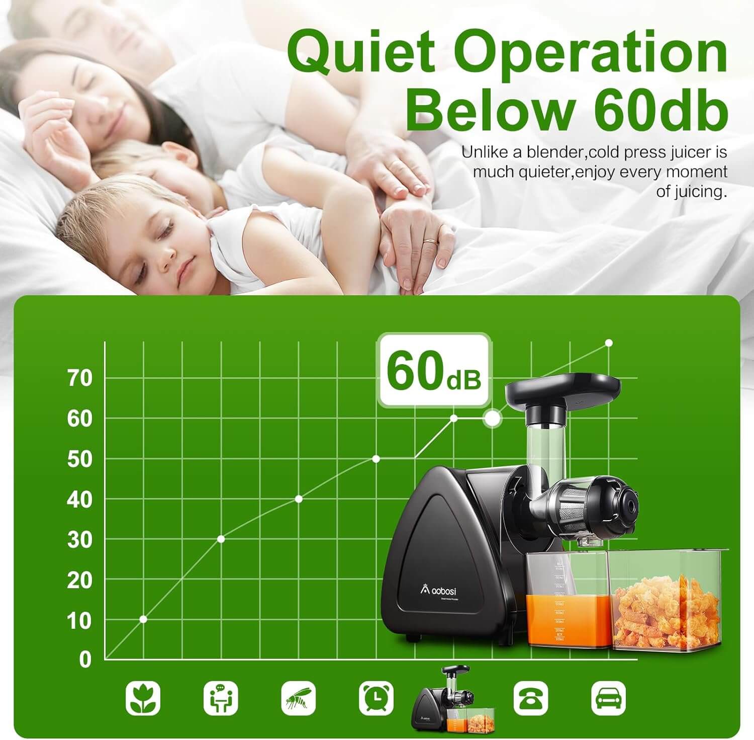 Aobosi storcator cu presare la rece negru 80 RPM 150W
