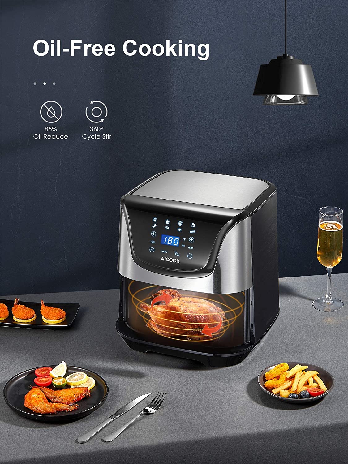Aicook 5.8QT friteuza cu aer cald 5,5L antiaderenta