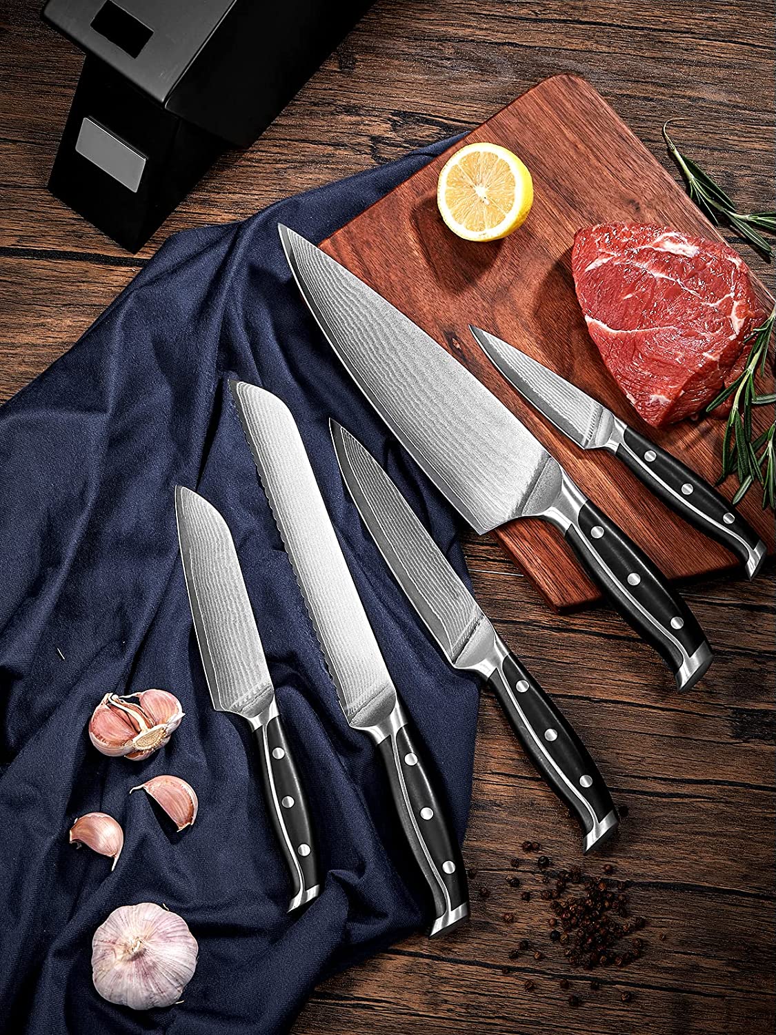 Aicook set cutite Damascus 7 piese otel VG-10