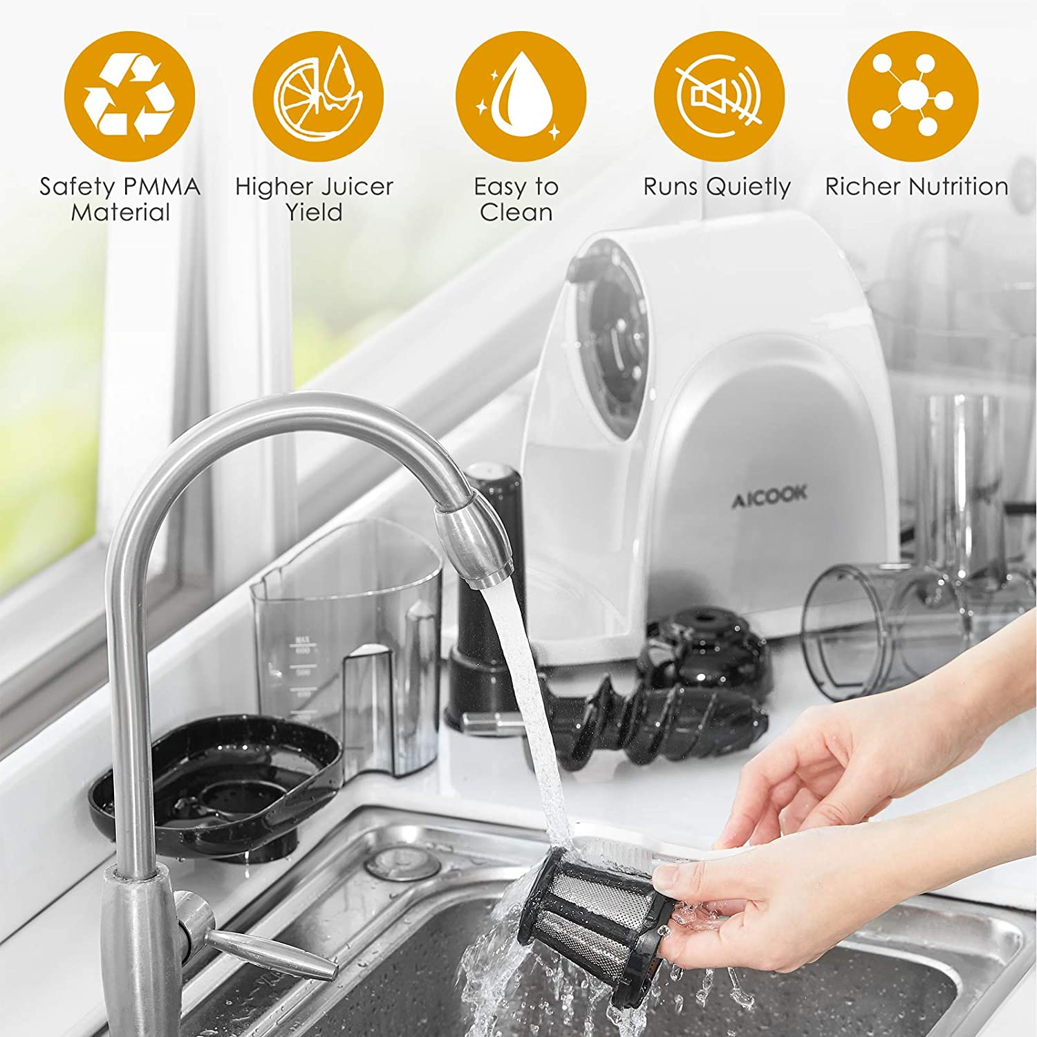 Aicook Storcator slow presare rece 80 RPM BPA-free
