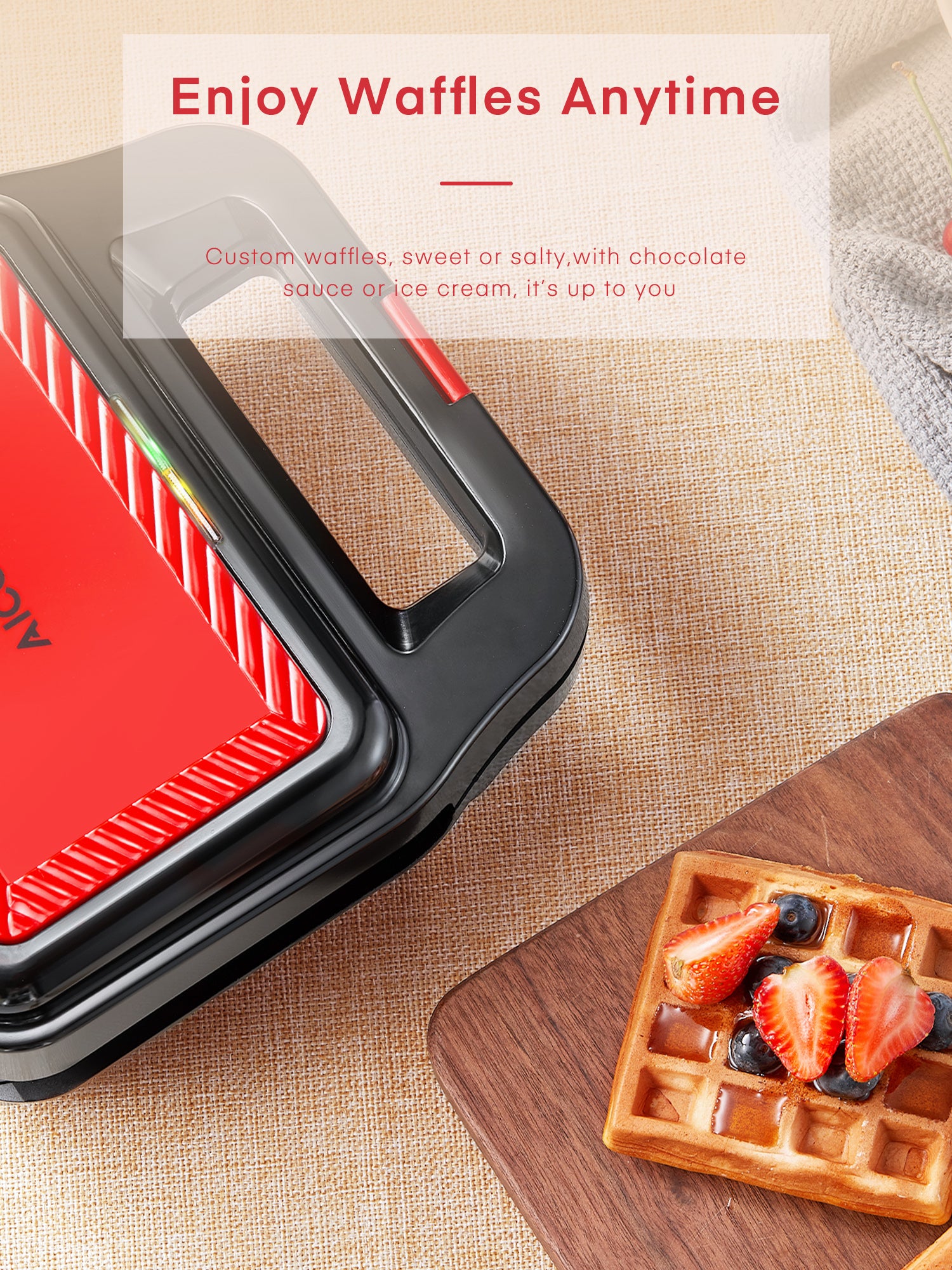 Aicook sandwich maker 3 în 1 cu 3 plăci detașabile