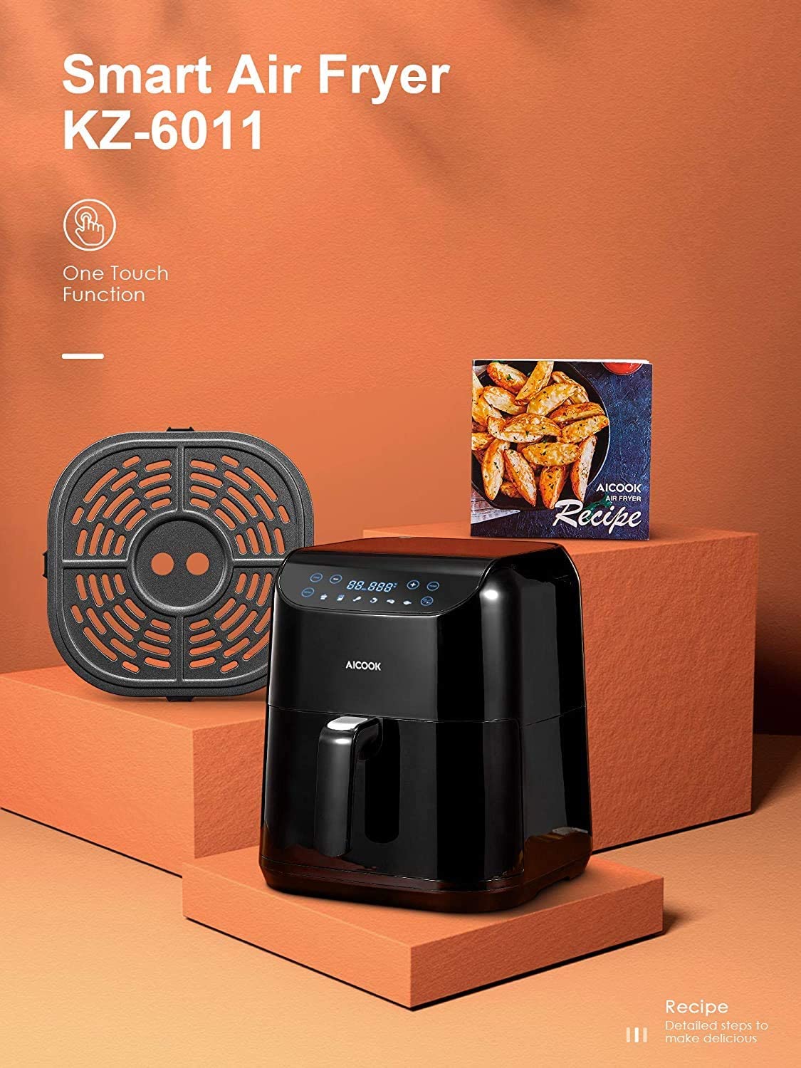 Aicook Friteuză cu Aer Cald 5,5L 6 Programe