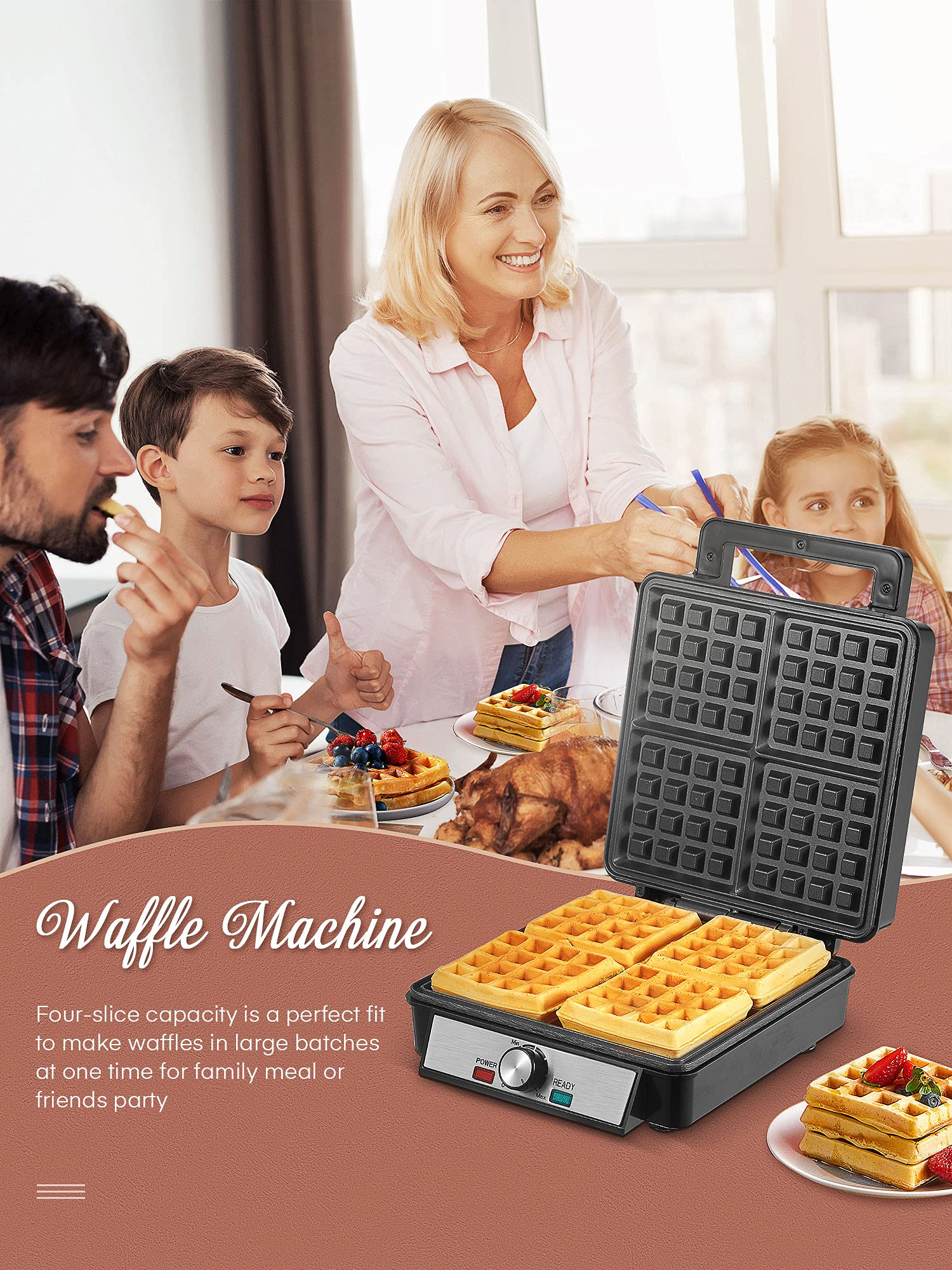 Aicook aparat vafe belgiene 4 felii 1200W negru