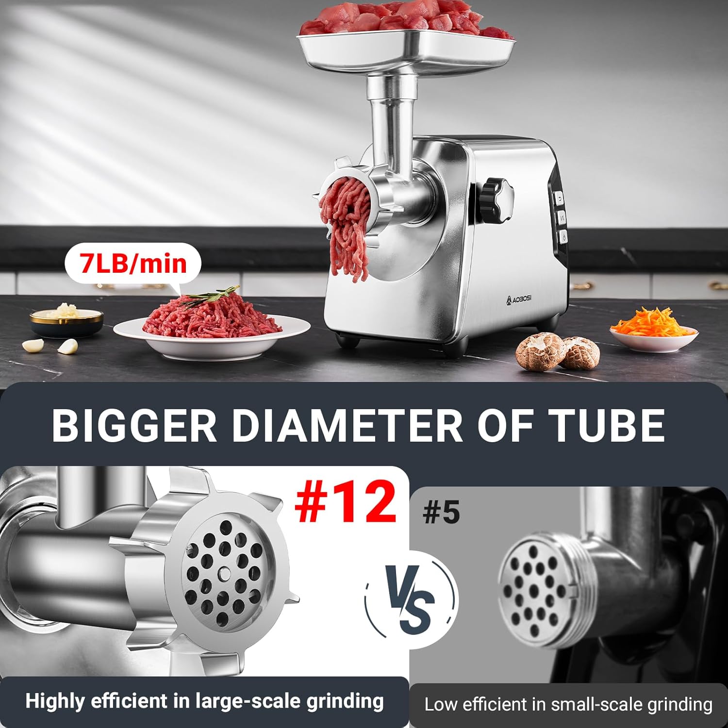 Aobosi No.12 masina tocat carne 3000W 3 viteze
