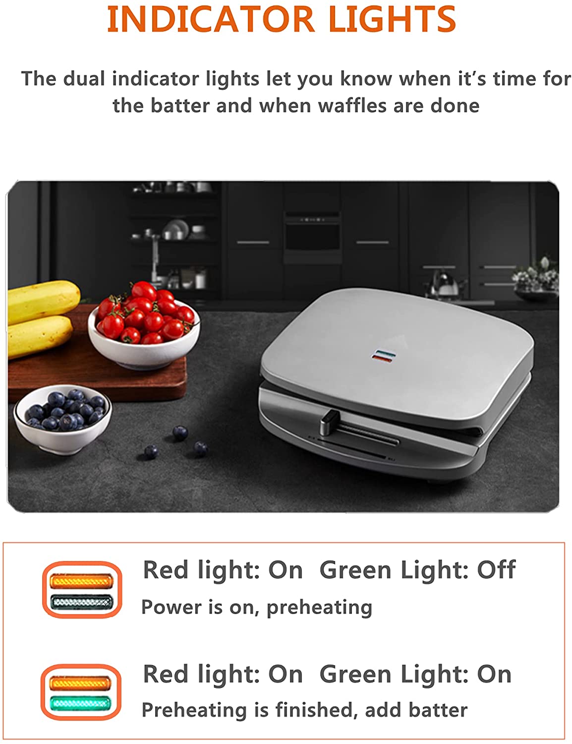 Aicook aparat vafe belgiene 2 felii 1000W argintiu