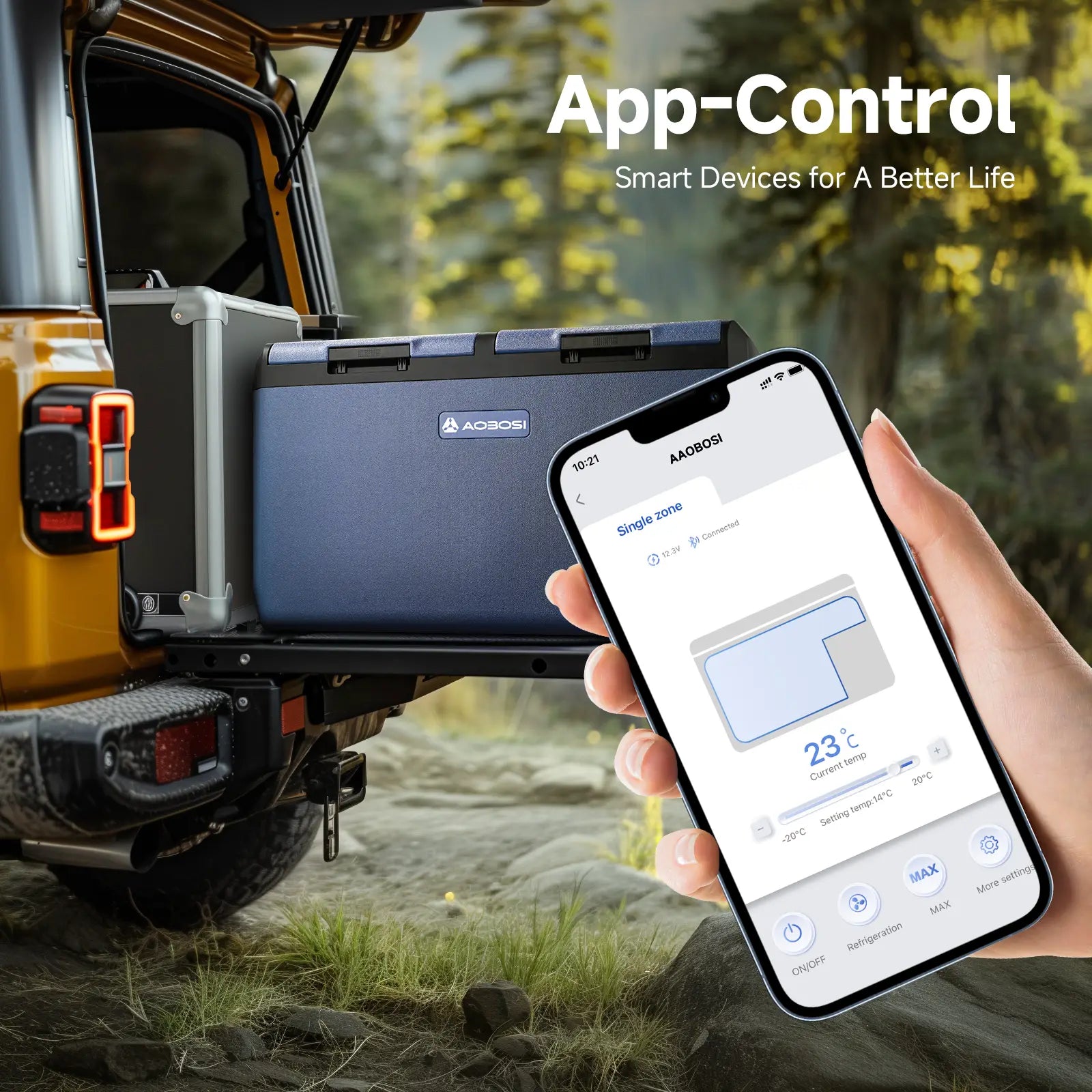 Aobosi frigider auto portabil 75L dual-zone -20C cu aplicatie