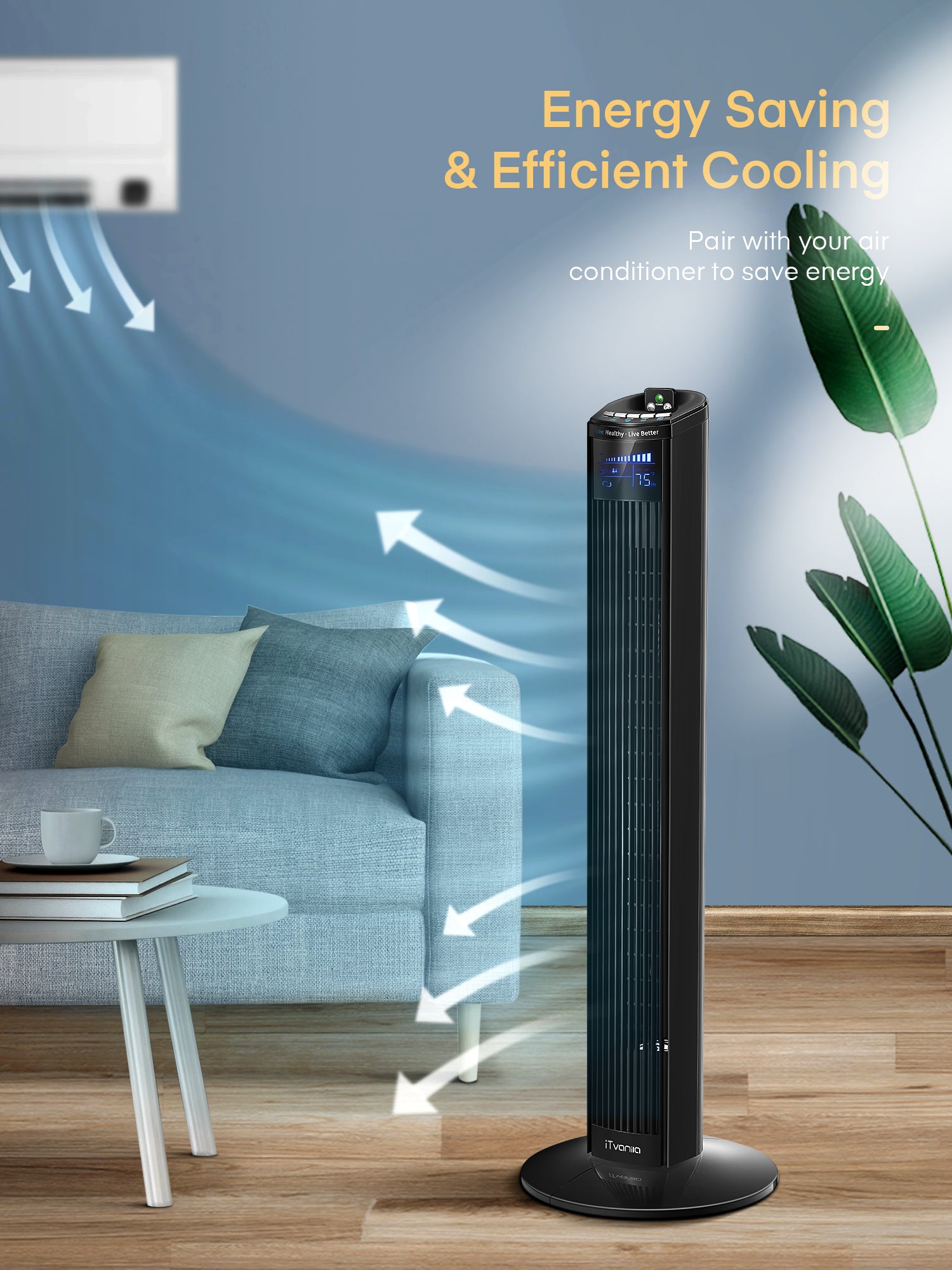 Aicook iTvanila ventilator turn 36 inch negru