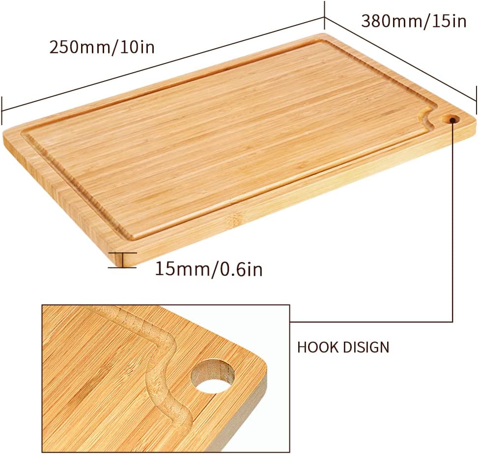 Kealive tocator bambus 38x25cm cu sant pentru suc