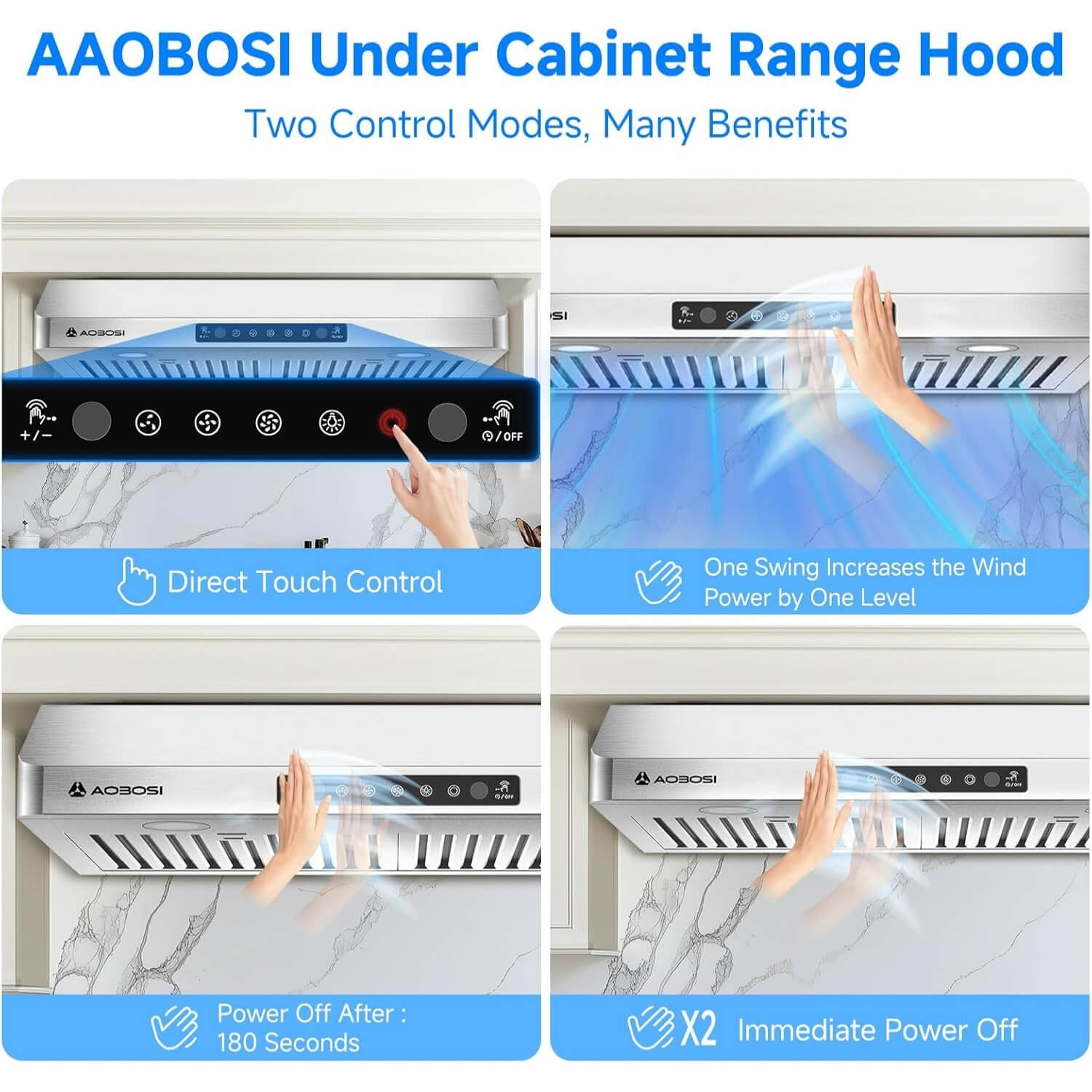 Aobosi Hotă Bucătărie 76 cm cu Control Gesturi LED