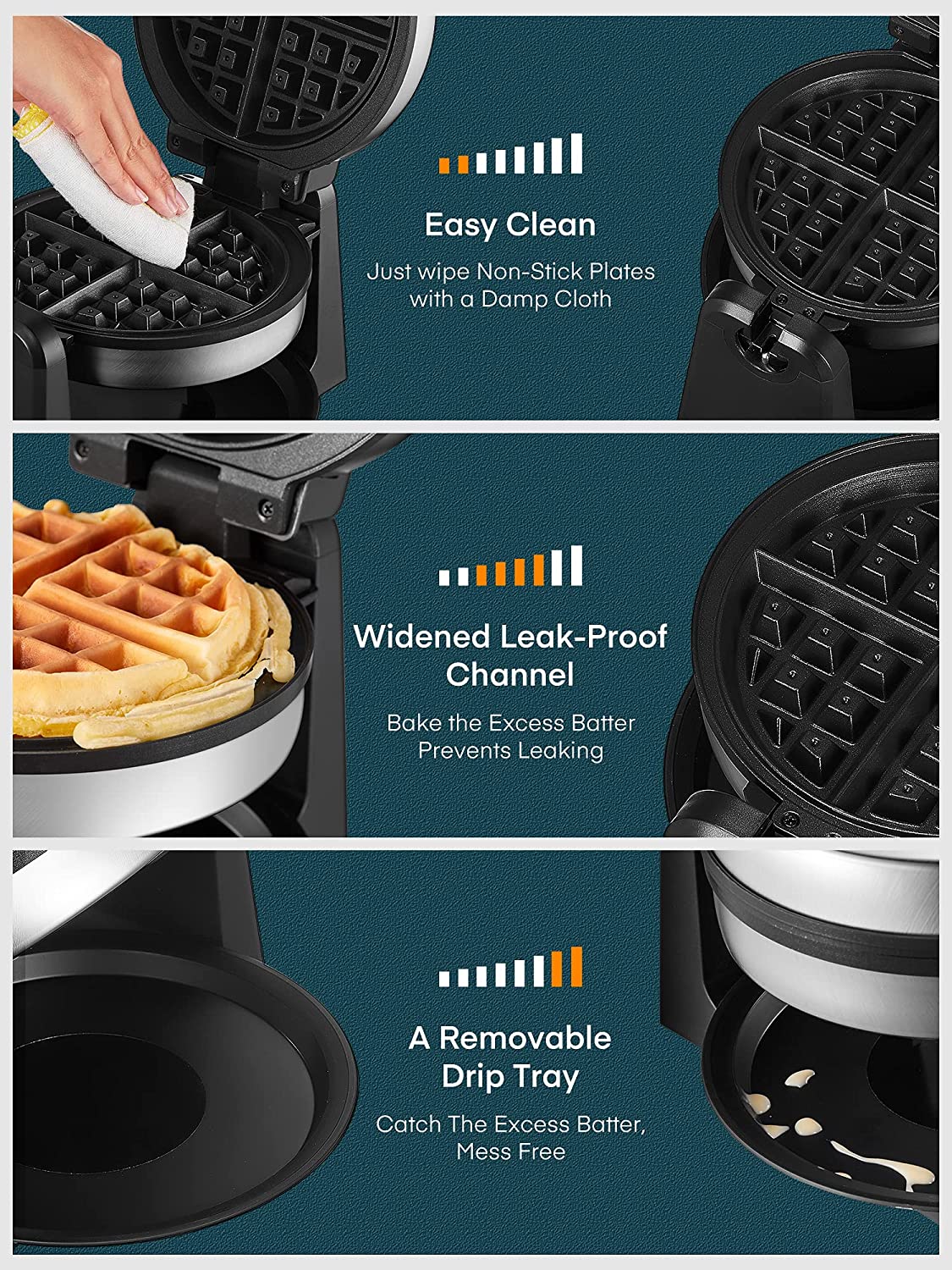 Aicook aparat vafe belgiene negru 1200W reglabil