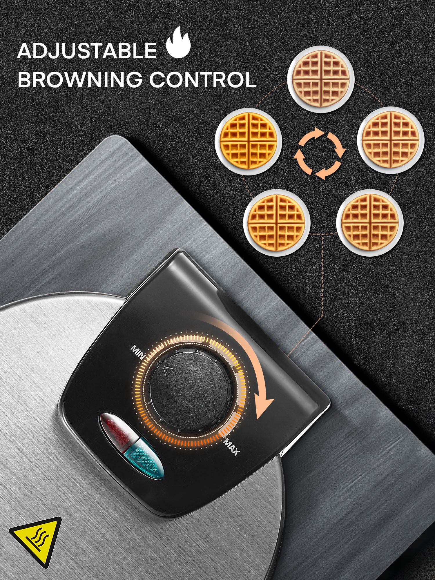 Aicook Aparat vafe belgiene rotativ 1100W negru