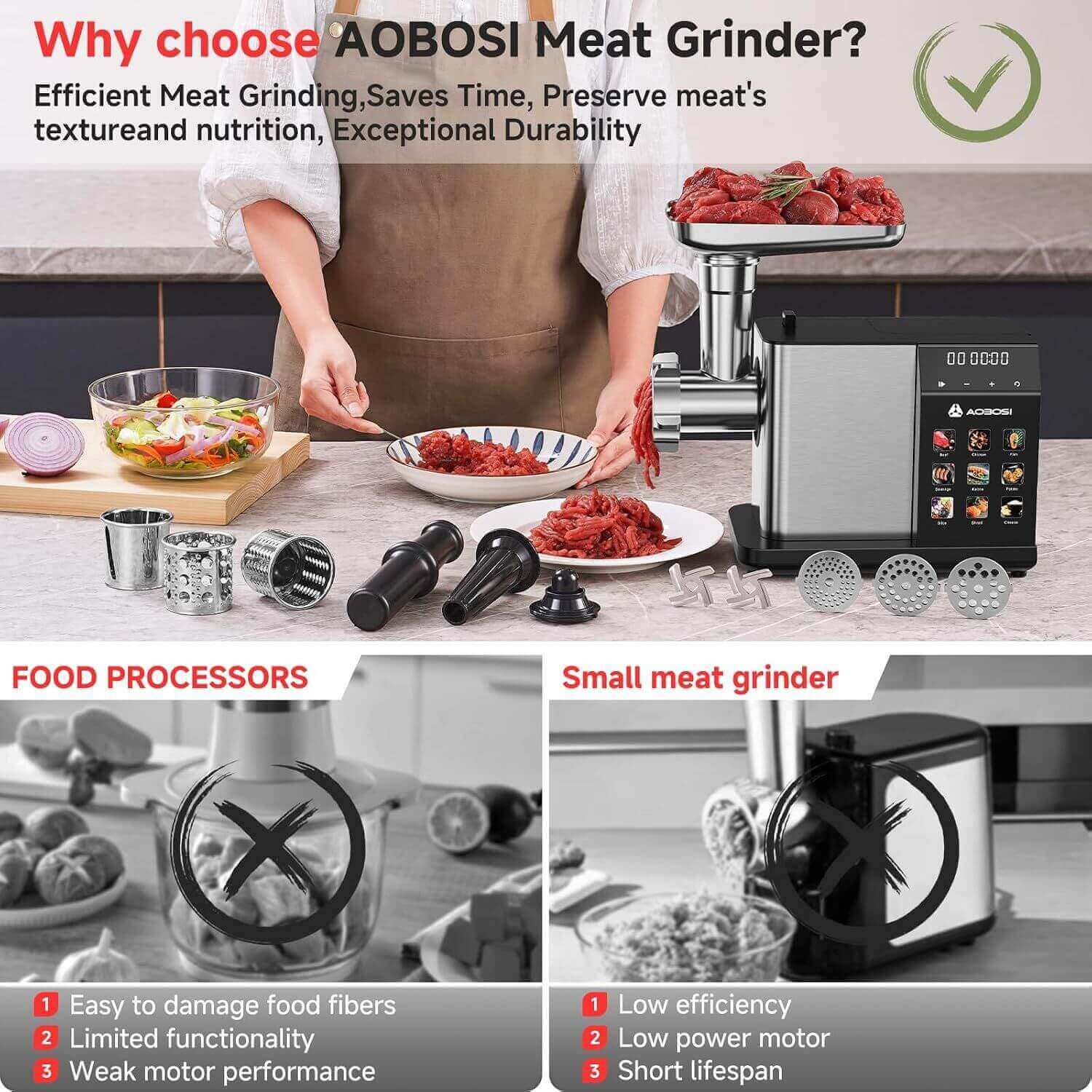 Aobosi masina tocat carne electrica 3000W touch