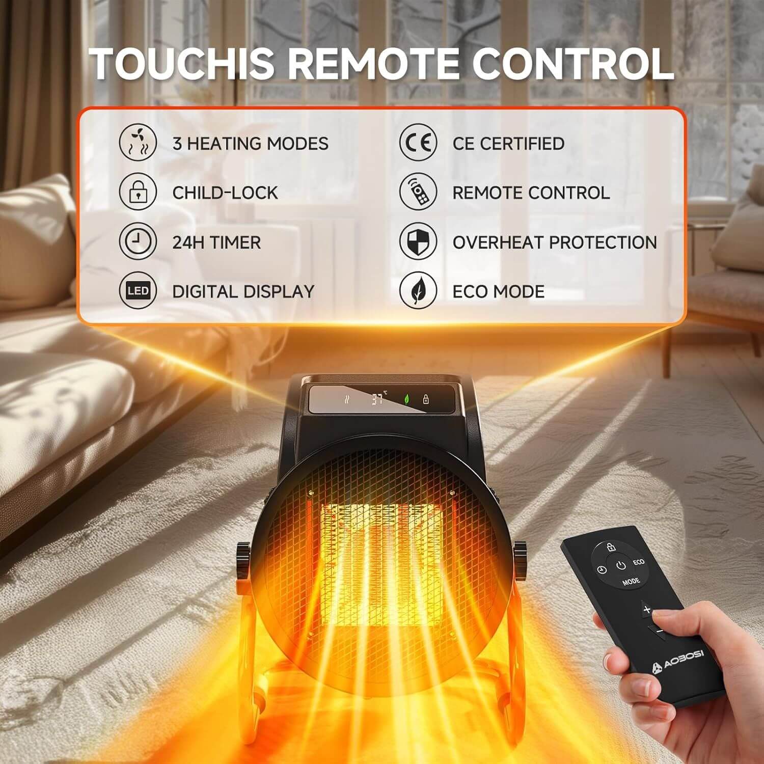 Aobosi aeroterma ceramica 3000W cu telecomanda
