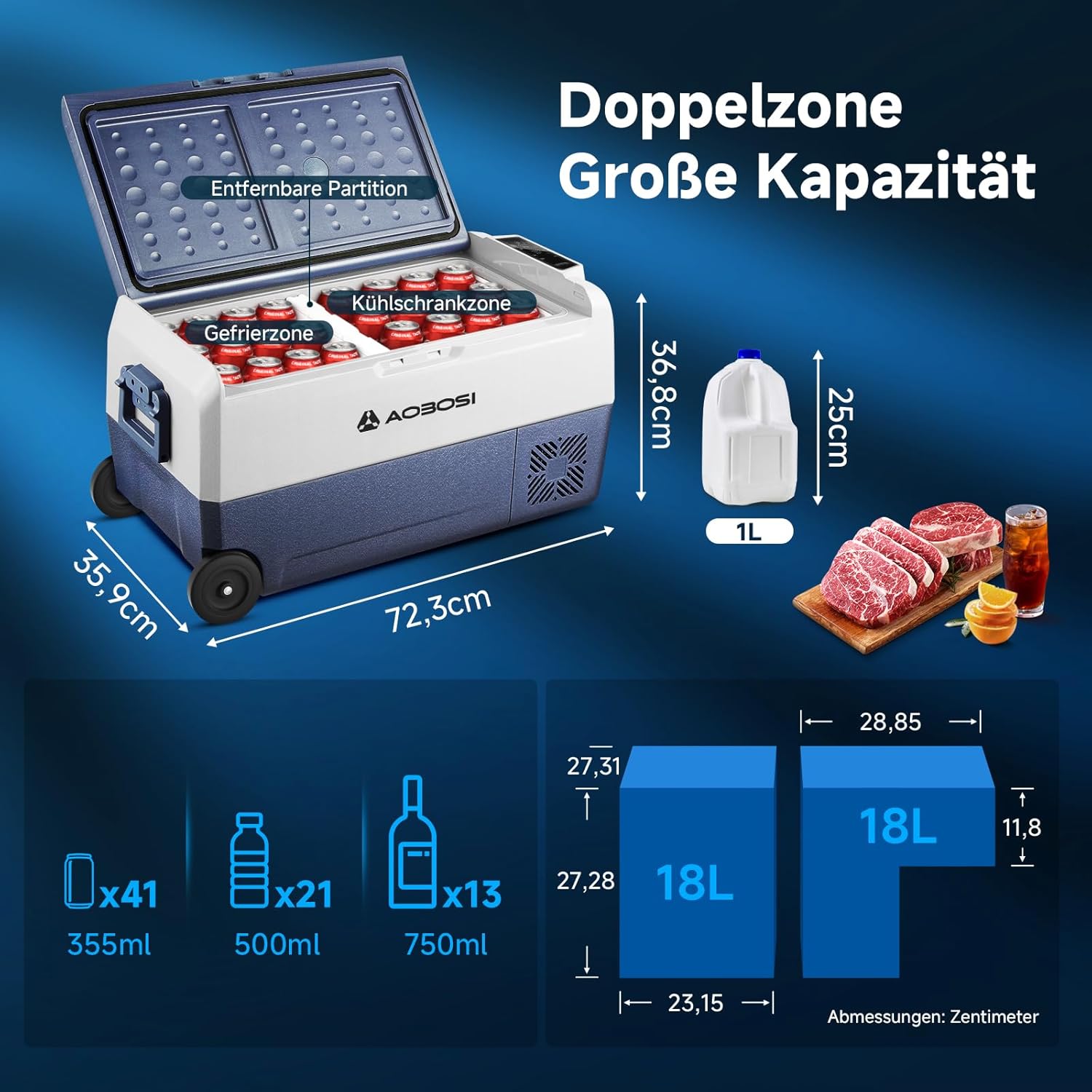 Aobosi T36 lada frigorifica 36L dual zone cu roti