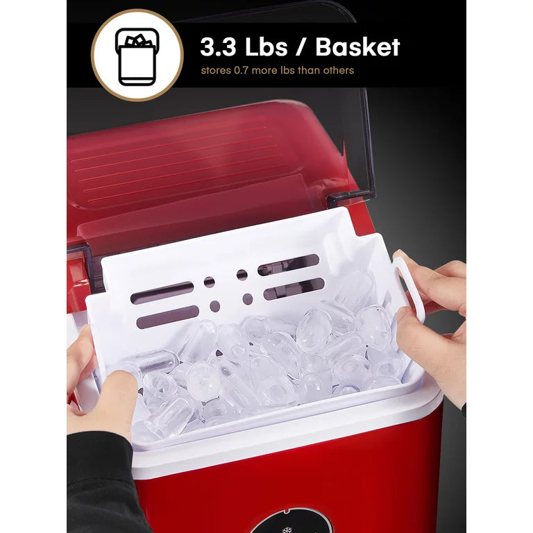 Aicook aparat gheata 2L rosu retro 28lbs/zi
