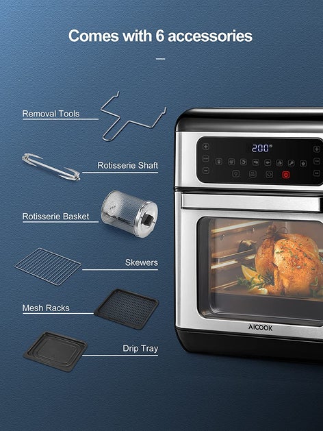 Aicook Friteuza cu aer cald 11QT 1500W 8 functii