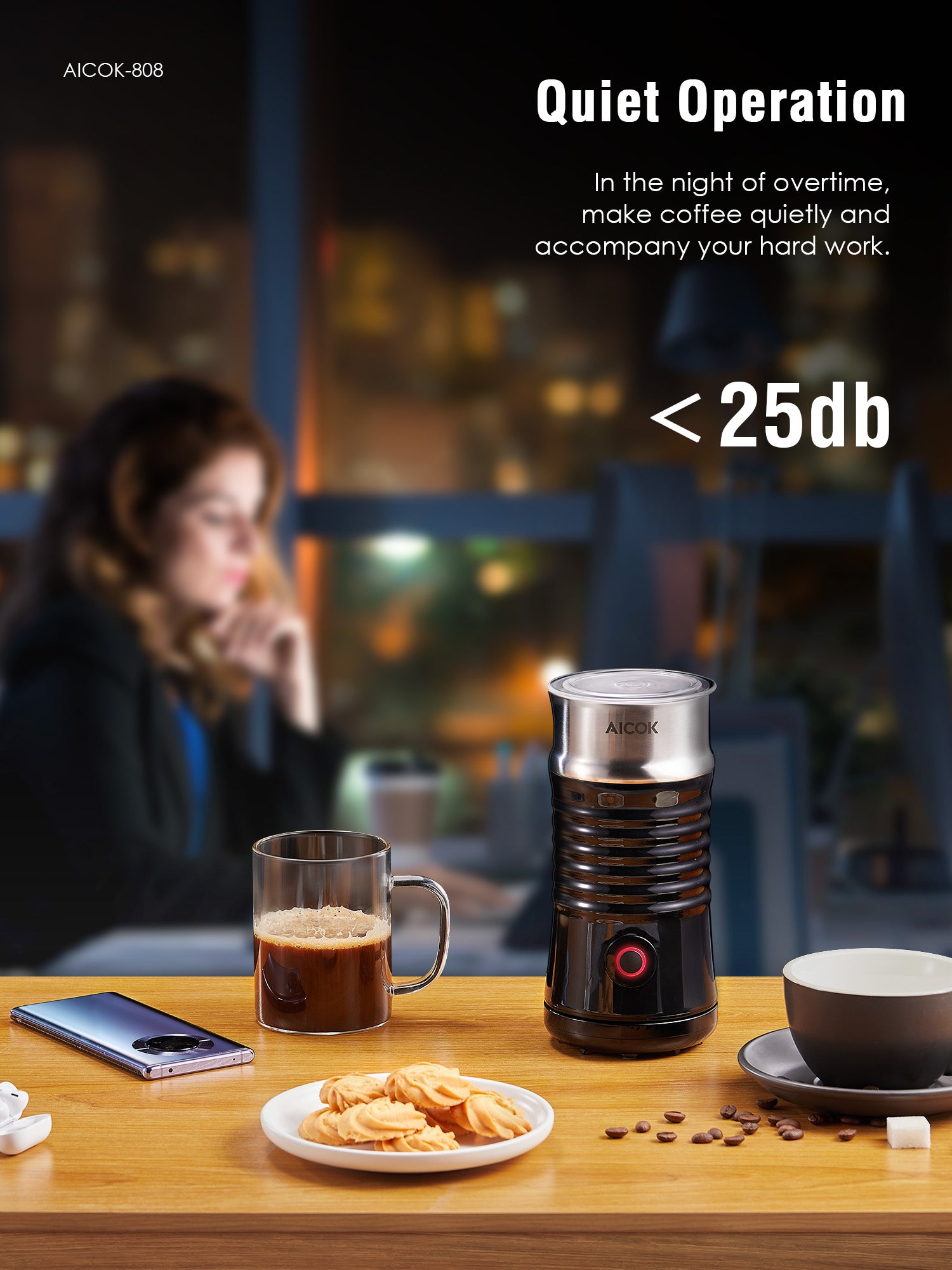 AICOK spumator lapte electric 240ml cu 3 moduri cald rece