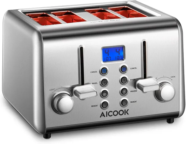 Aicook Retro prăjitor pâine 4 felii extra-late