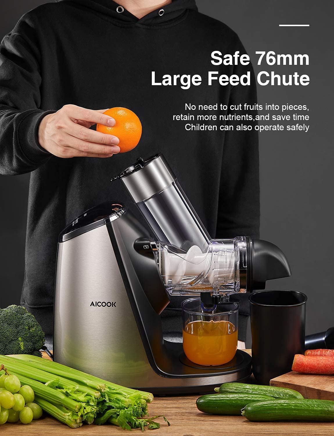 Aicook 3in Slow Masticating storcator inox