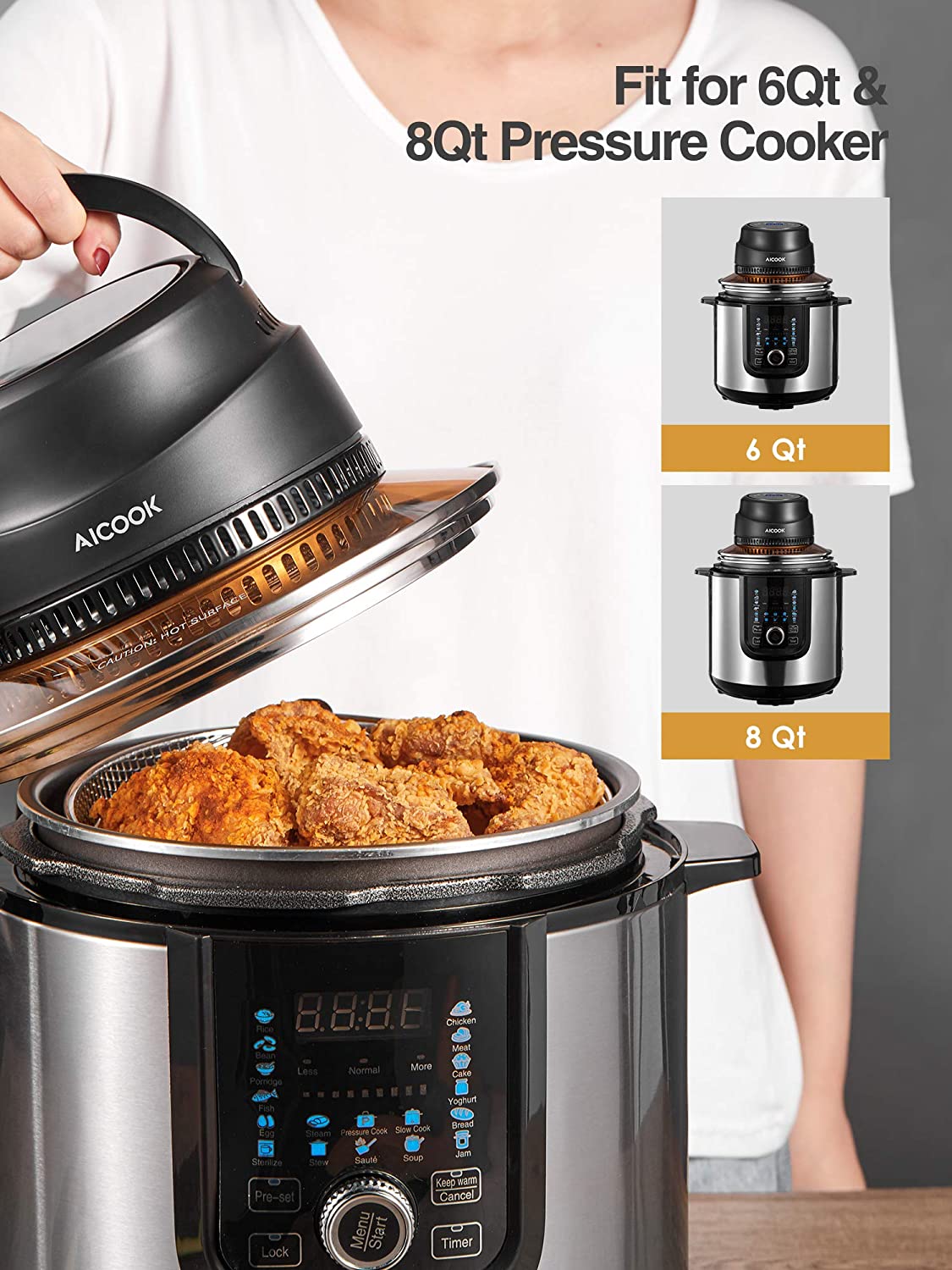Aicook SJ-180 capac air fryer 6-8Qt negru 1000W