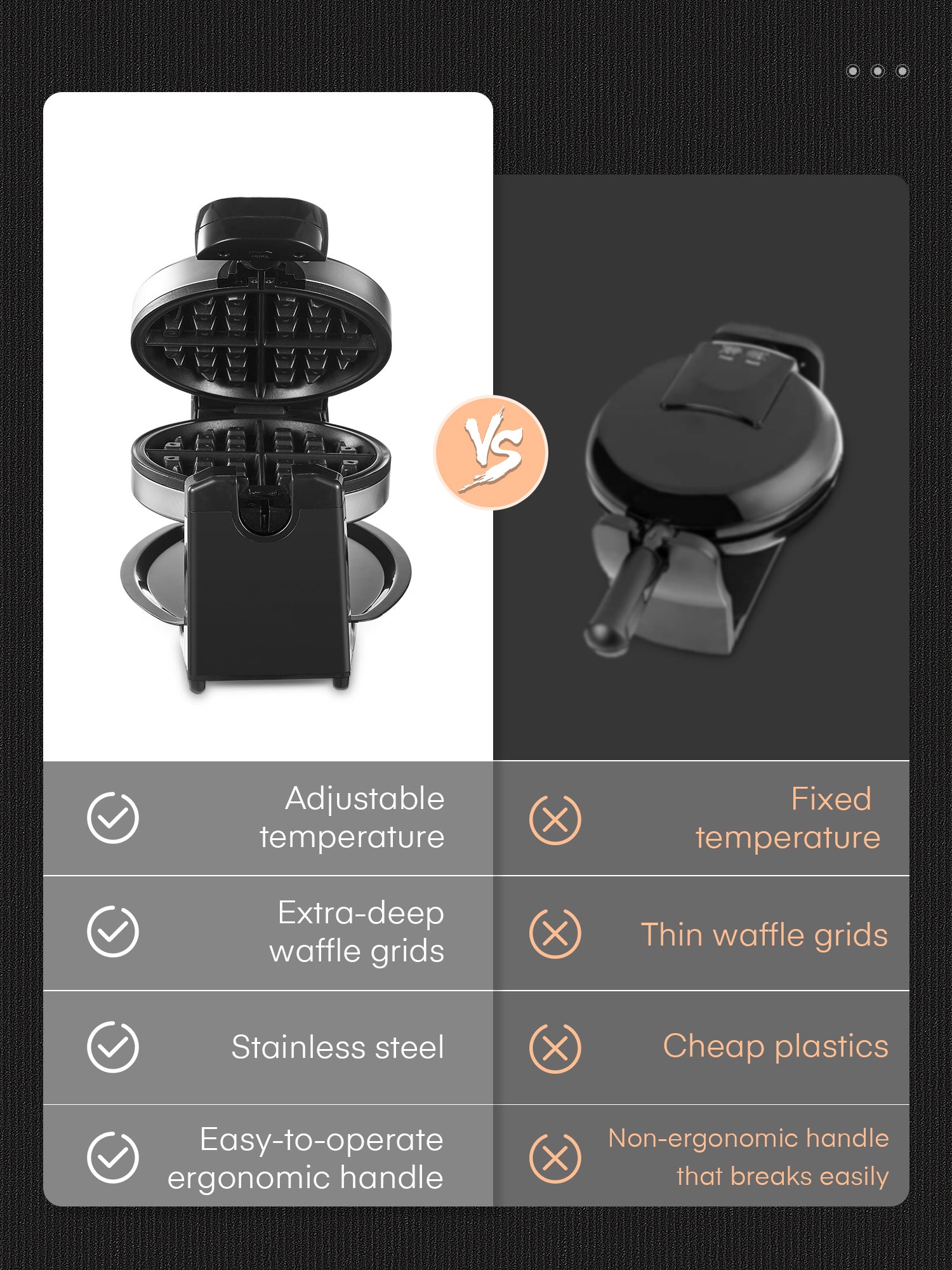 Aicook Aparat vafe belgiene rotativ 1100W negru