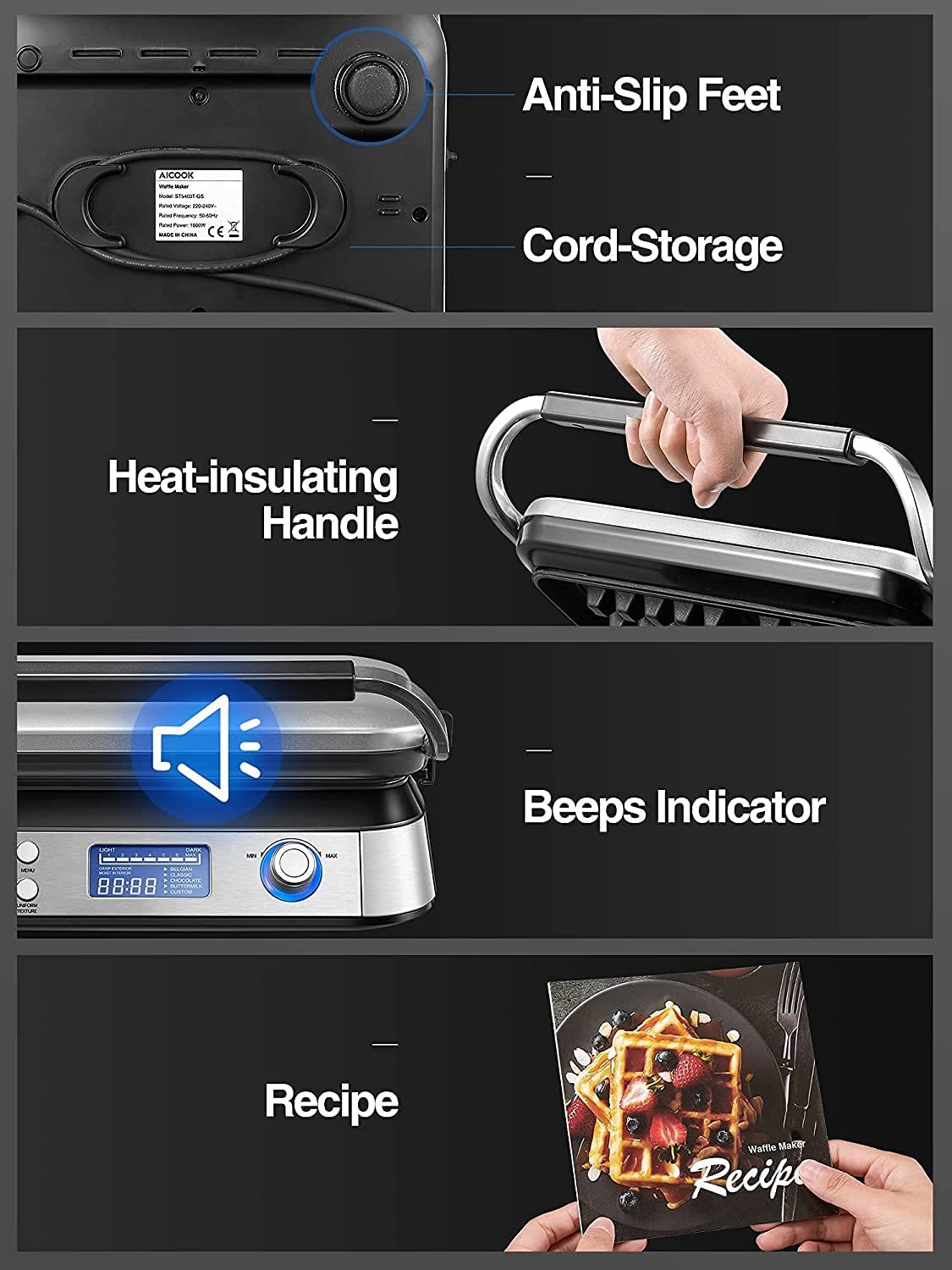 Aicook Smart Pro aparat vafe argintiu 7 trepte
