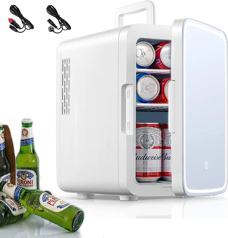 Aicook Minifrigider 10L cu Oglindă LED Rece-Cald Alb