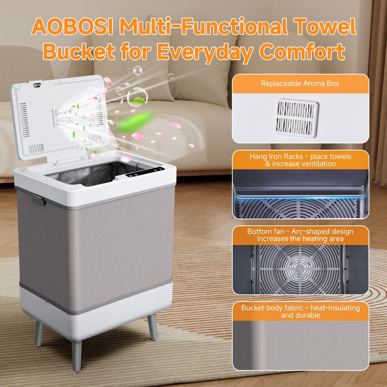 Aobosi incalzitor prosoape pliabil 35L negru 4in1