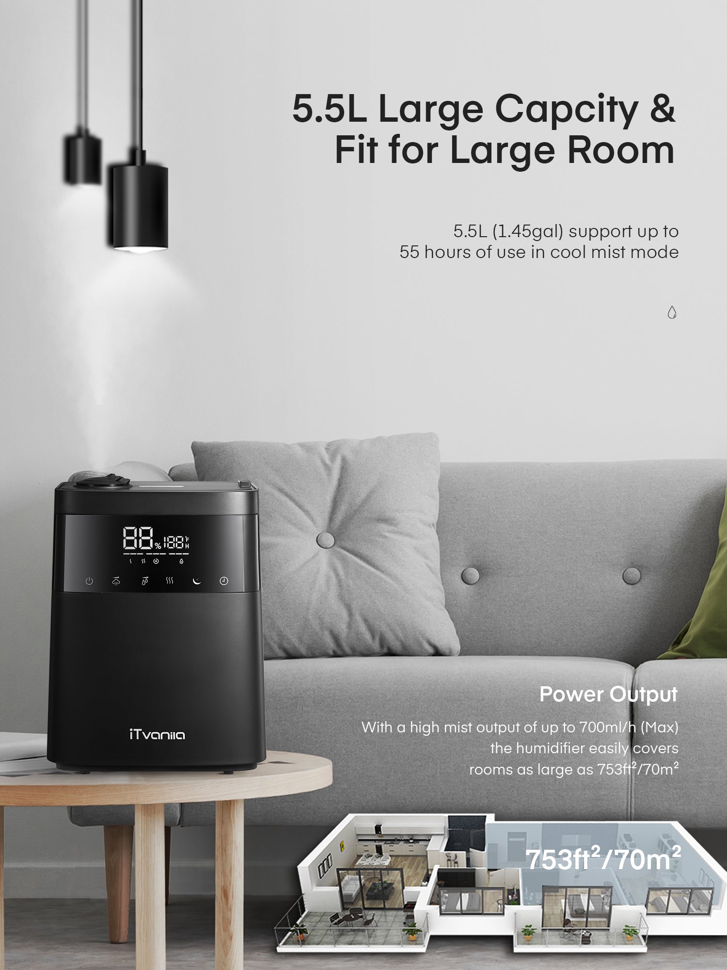 Aicook SH8850 umidificator 5,5L abur cald-rece