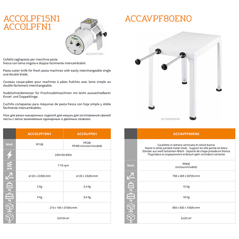 Fimar set accesorii mașină paste inox complet
