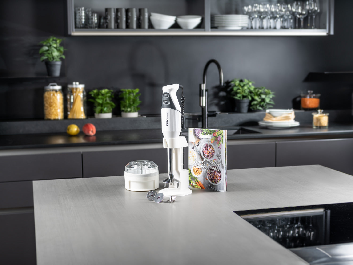 Bamix Simply Healthy blender vertical 200W alb inox