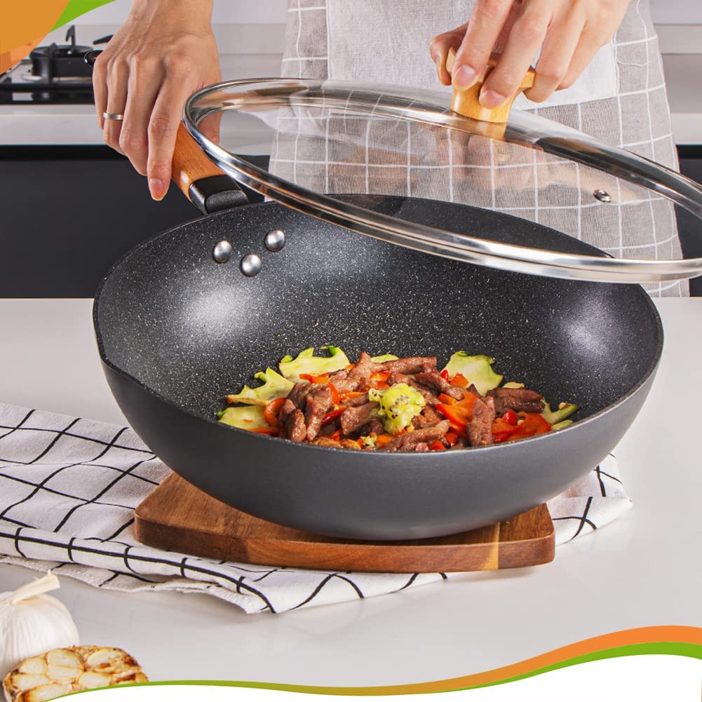 Aicook tigaie wok 30cm antiaderenta cu capac