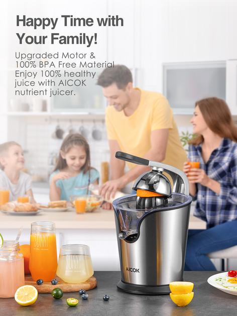 Aicok storcator citrice electric inox 160W 2 conuri