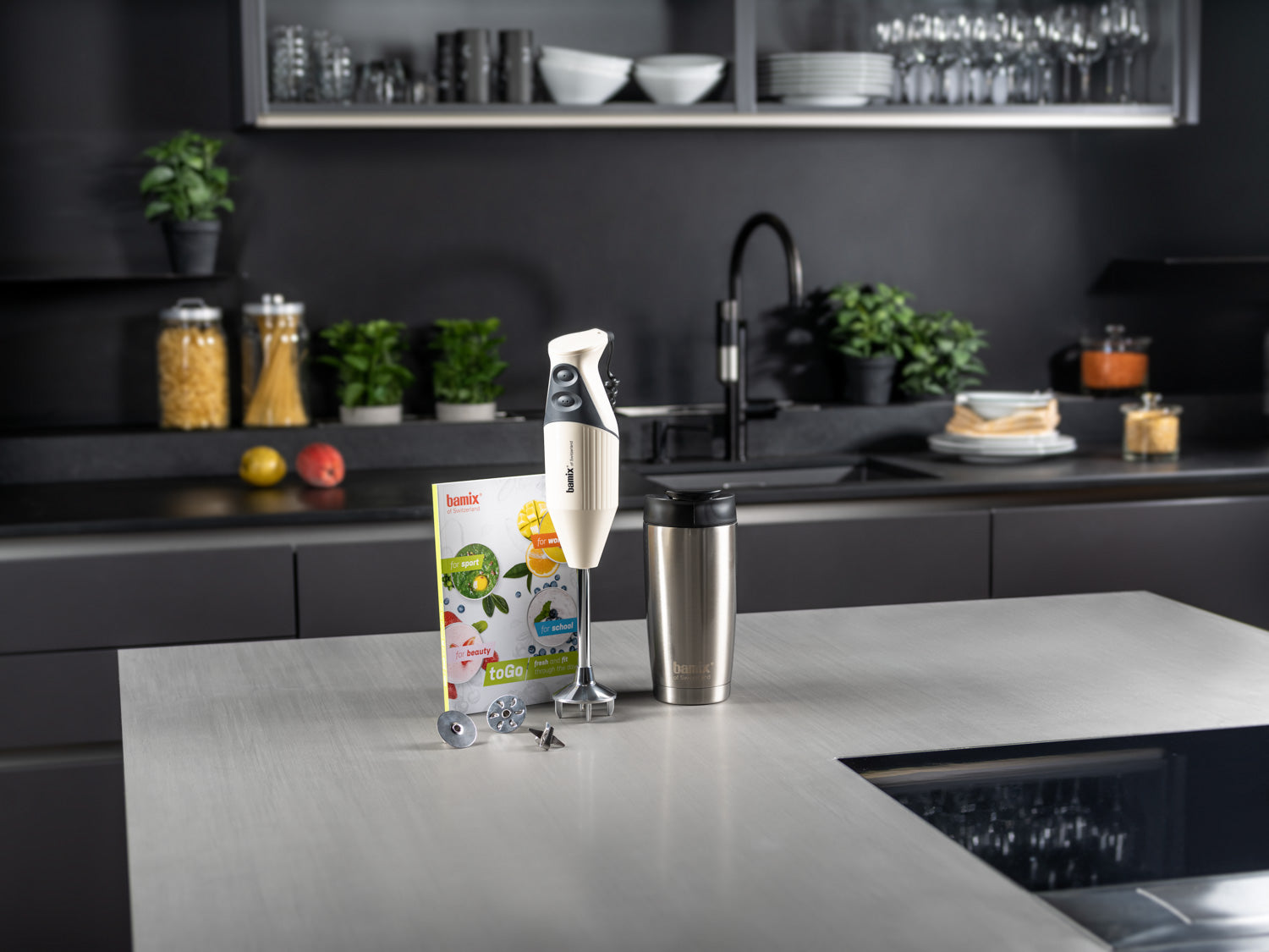 Bamix toGo blender vertical lime 200W cu cana