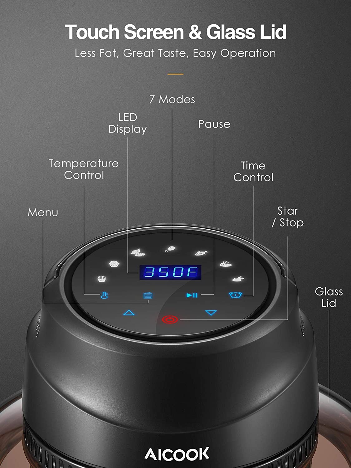 Aicook SJ-180 capac air fryer 6-8Qt negru 1000W