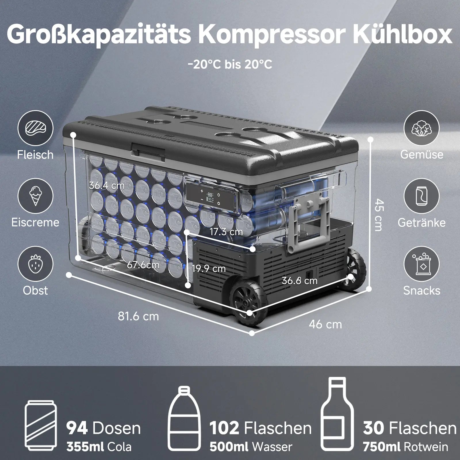 Aobosi 75L lada frigorifica auto compresor WiFi -20°C