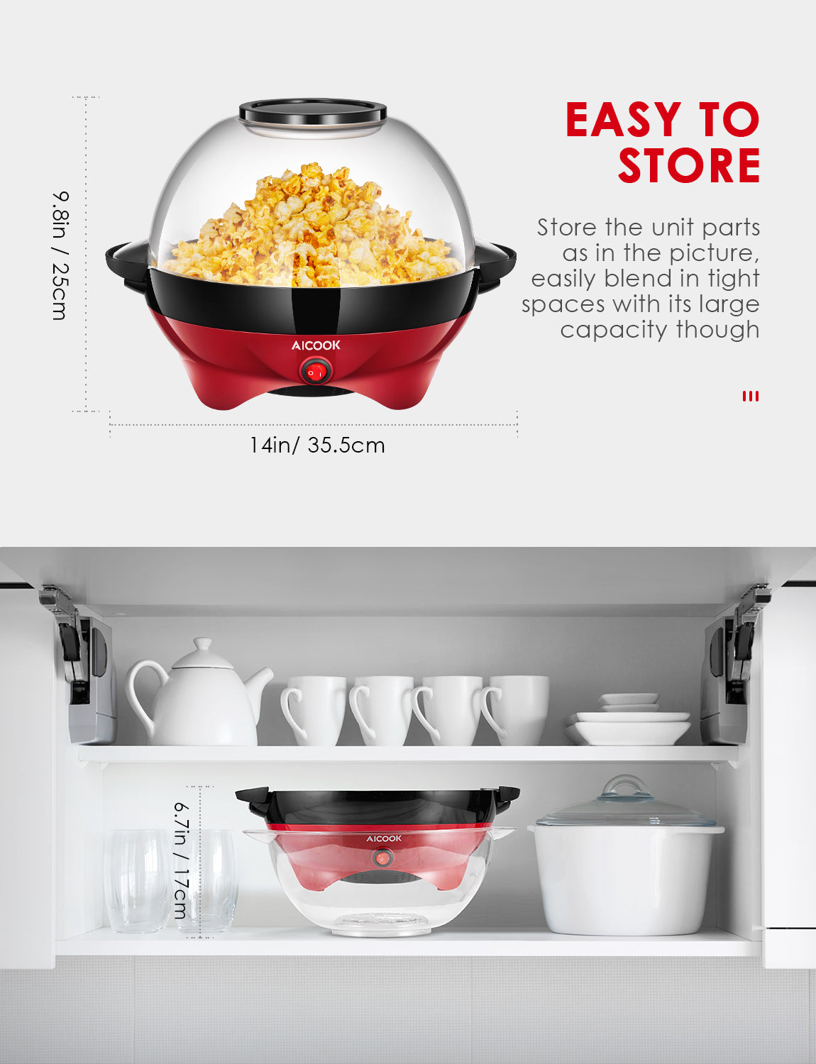 Aicook aparat popcorn 24 cupe incalzire rapida
