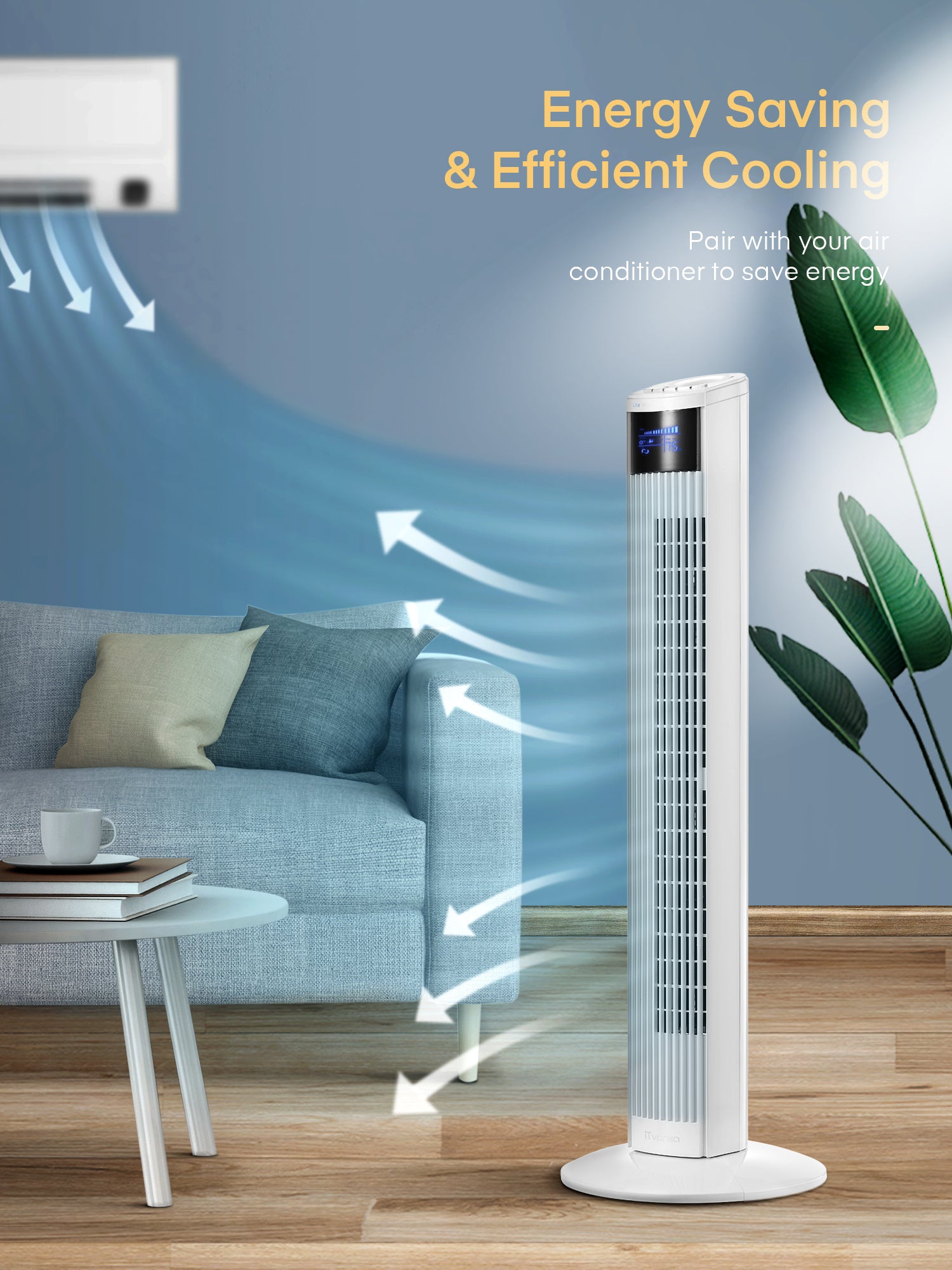 iTvanila ventilator turn alb 36” telecomandă 45W