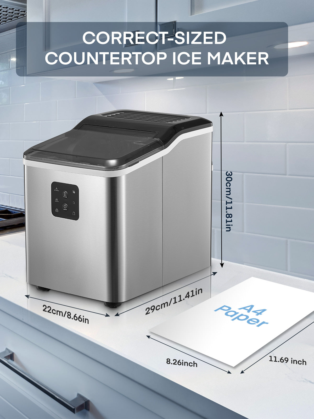 Aicook masina gheata portabila inox 12kg/zi 2 marimi