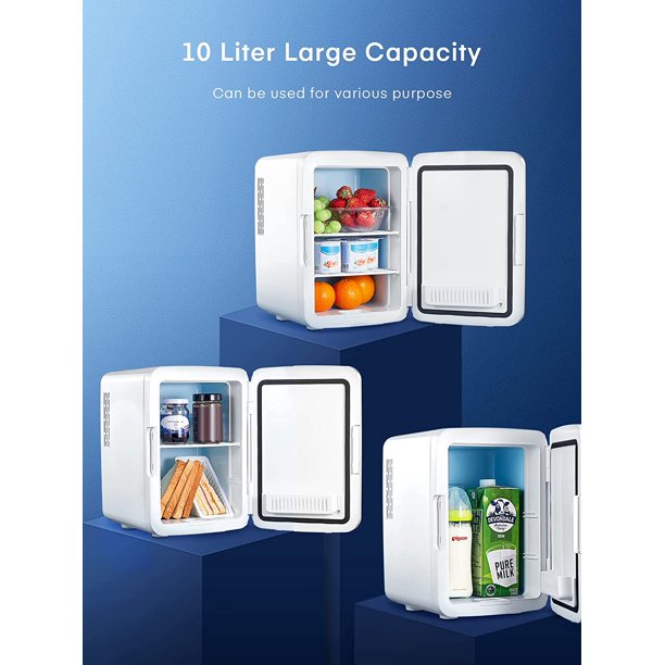 Aicook Minifrigider 10L cu Oglindă LED Rece-Cald Alb