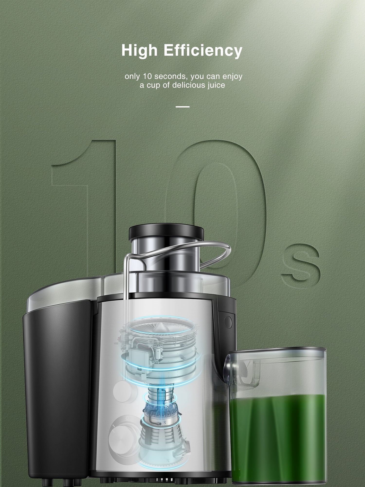 Aicook storcator centrifugal inox gura 75mm 400W compact