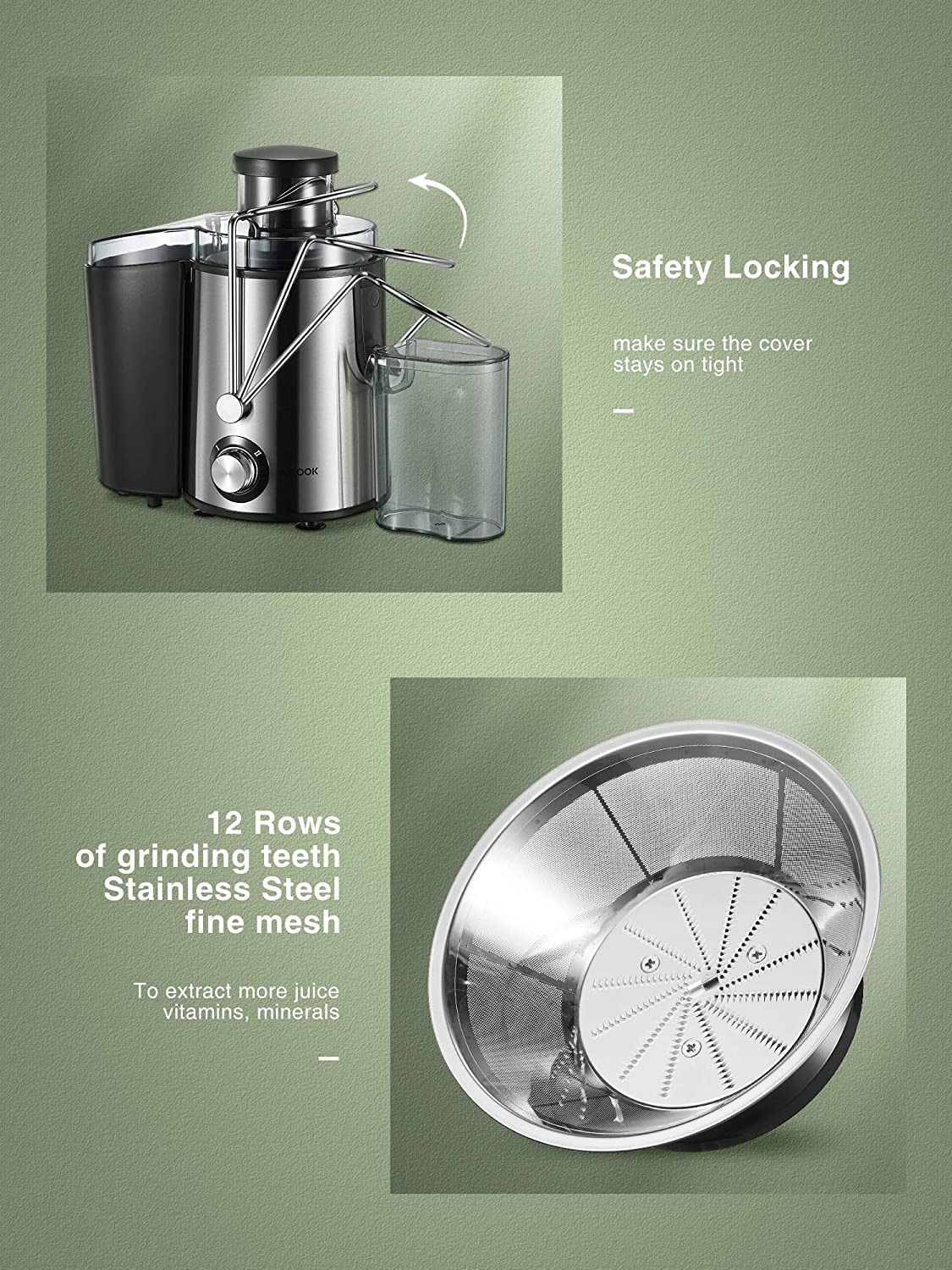 Aicook Juicer storcator centrifugal 2 viteze anti-picurare