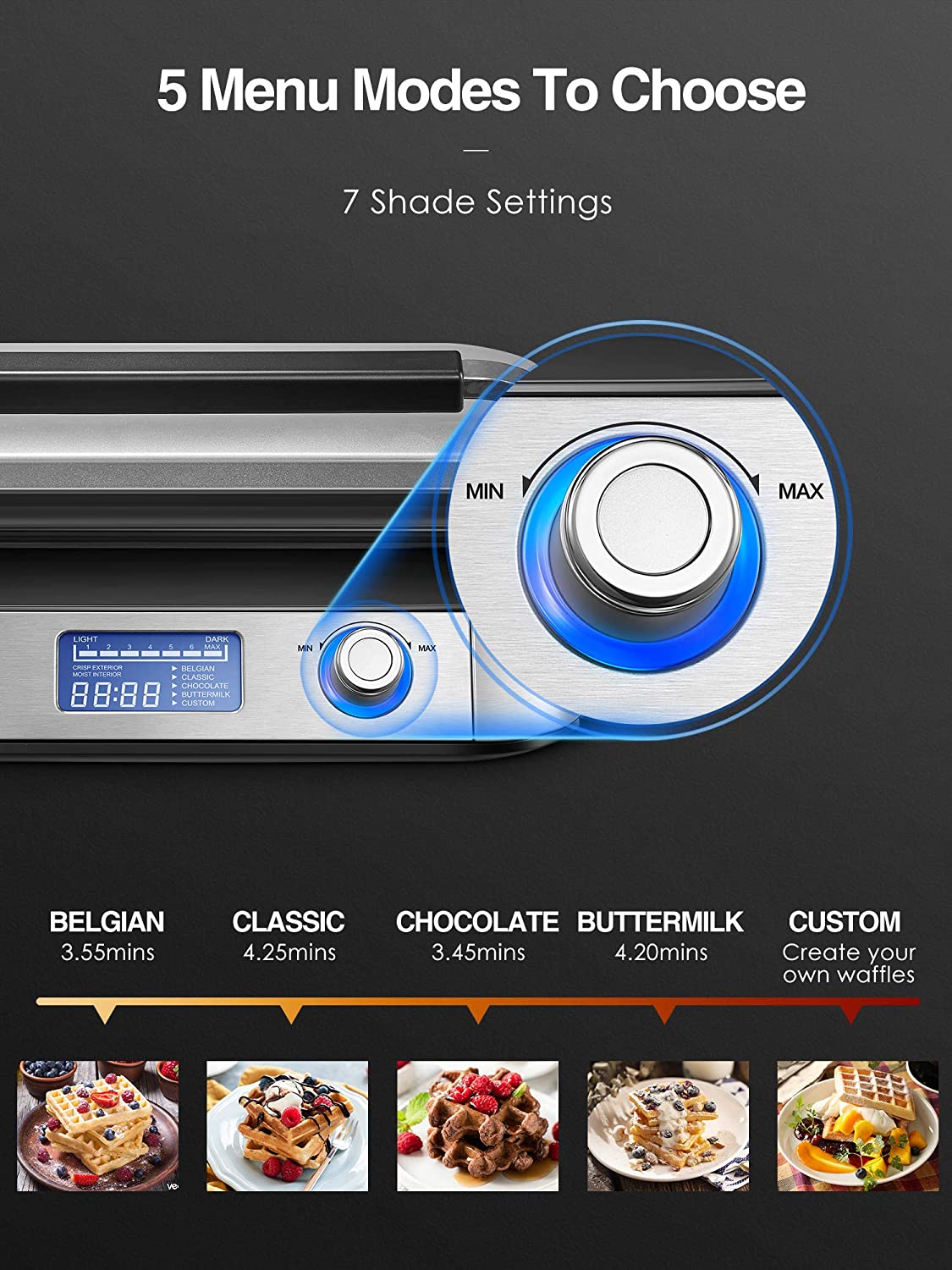 Kealive Smart Pro aparat de vafe argintiu 1600W LCD