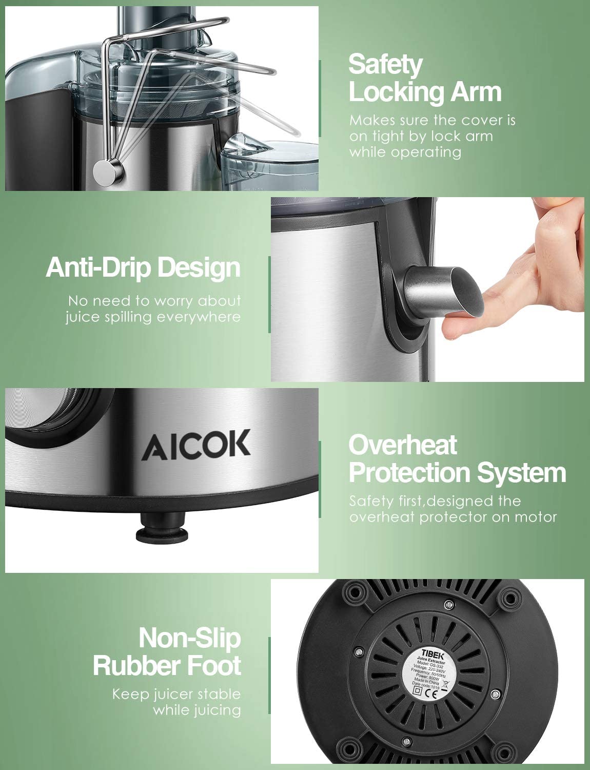 Aicok storcator fructe centrifugal 1000W 75mm argintiu