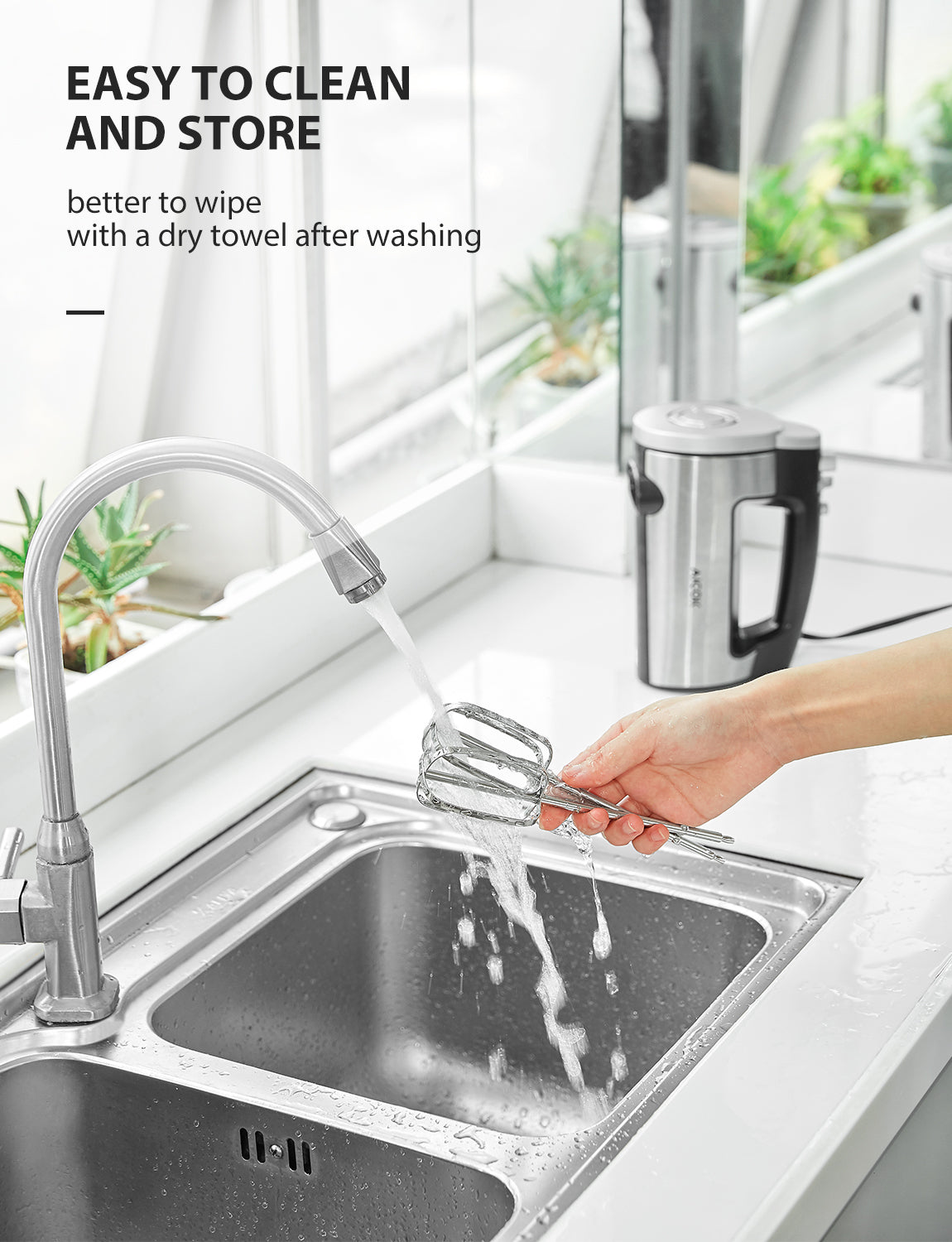 Aicook mixer de mana 250W 6 viteze argintiu
