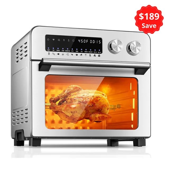 Aicook 24Qt cuptor air fryer argintiu 12 functii