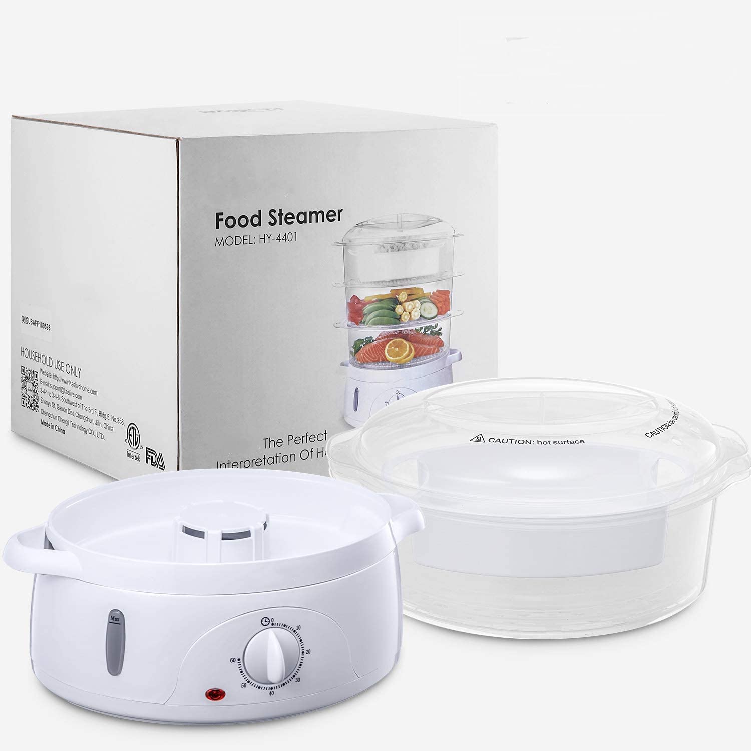Kealive aparat gatit cu abur 3 etaje 9L 800W alb timer
