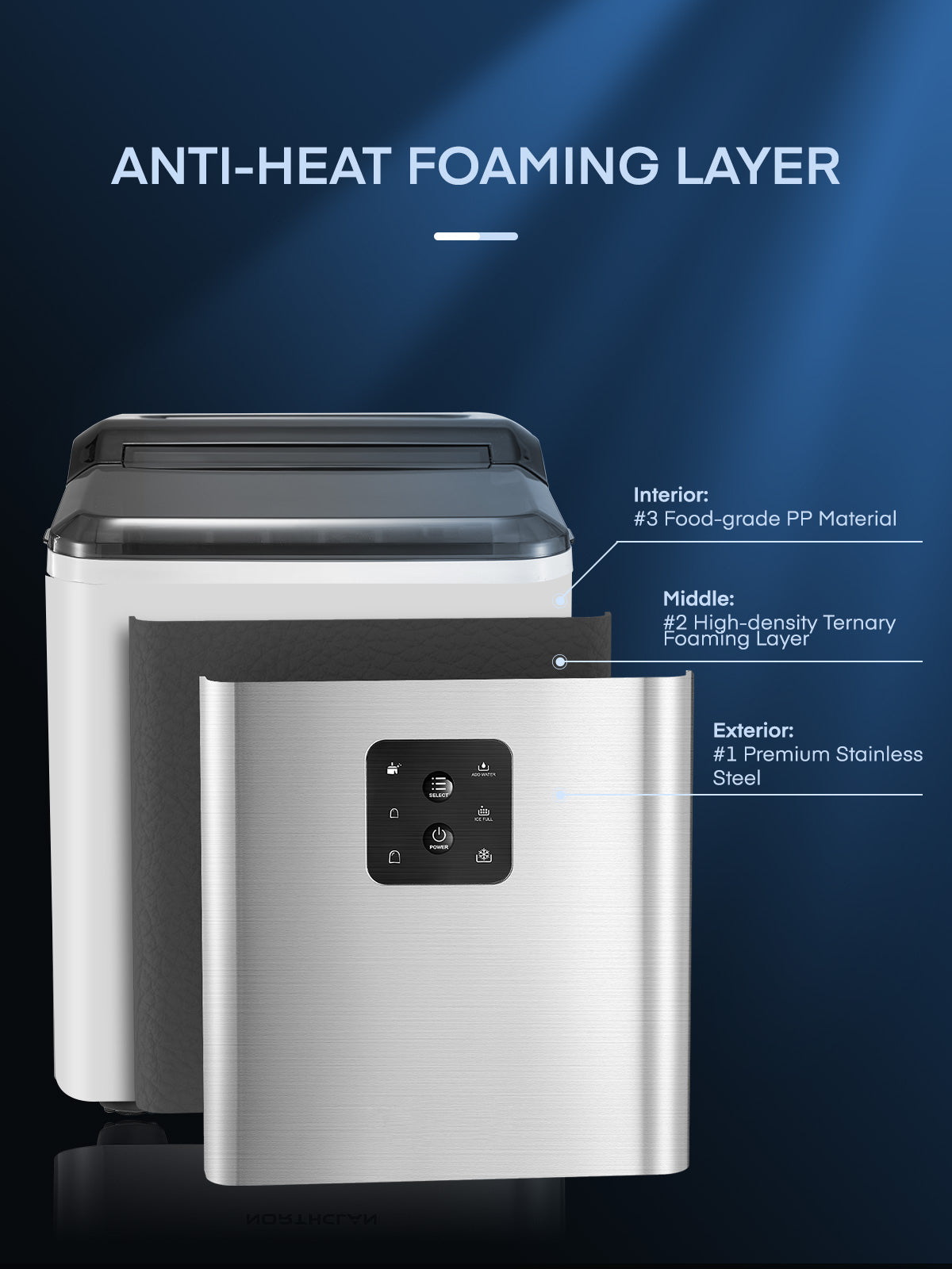 Aicook masina gheata portabila inox 12kg/zi 2 marimi