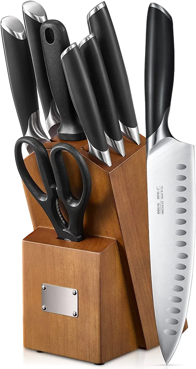 Aicook Set cutite bucatarie 8 piese bloc lemn inox
